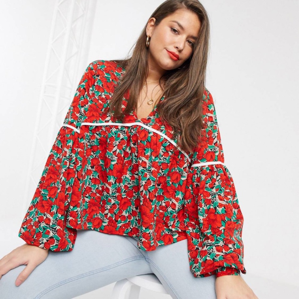 ASOS | NWT US 16 floral long sleeve smock blouse